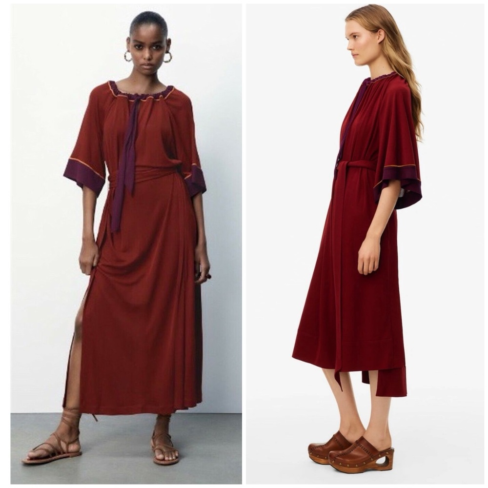 NWT Zara Burgundy Midi Dress
